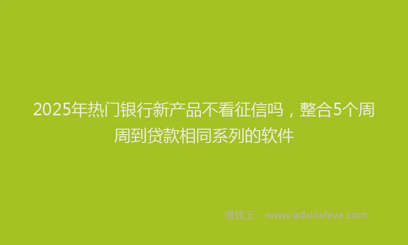 2025年热门银行新产品不看征信吗，整合5个周周到贷款相同系列的软件
