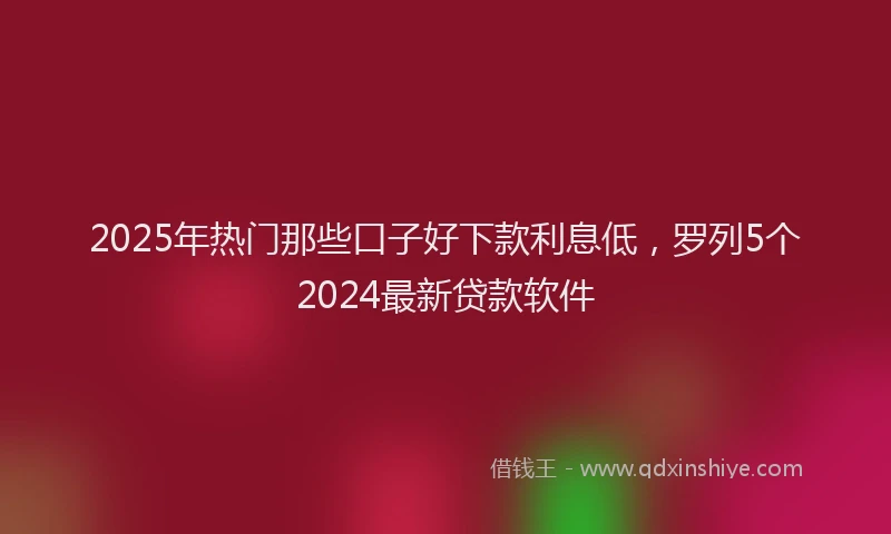 2025年热门那些口子好下款利息低，罗列5个2024最新贷款软件