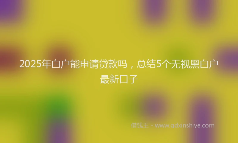 2025年白户能申请贷款吗，总结5个无视黑白户最新口子
