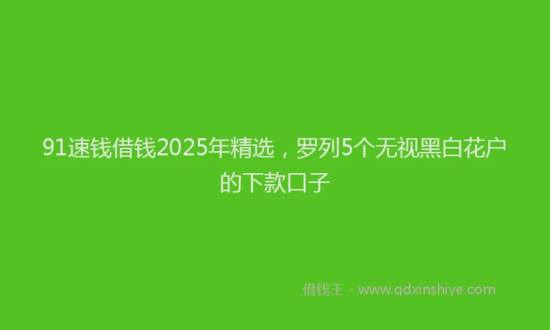 91速钱借钱2025年精选，罗列5个无视黑白花户的下款口子
