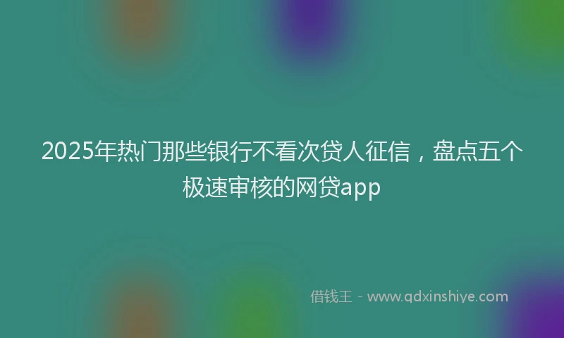 2025年热门那些银行不看次贷人征信，盘点五个极速审核的网贷app