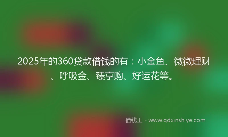 2025年的360贷款借钱的有：小金鱼、微微理财、呼吸金、臻享购、好运花等。