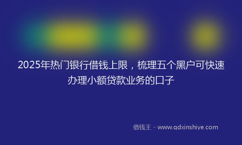 2025年热门银行借钱上限，梳理五个黑户可快速办理小额贷款业务的口子