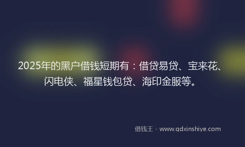 2025年的黑户借钱短期有：借贷易贷、宝来花、闪电侠、福星钱包贷、海印金服等。