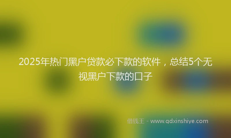 2025年热门黑户贷款必下款的软件，总结5个无视黑户下款的口子