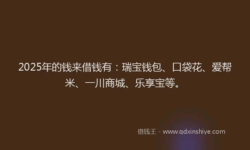 2025年的钱来借钱有：瑞宝钱包、口袋花、爱帮米、一川商城、乐享宝等。