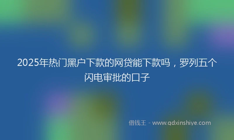 2025年热门黑户下款的网贷能下款吗，罗列五个闪电审批的口子