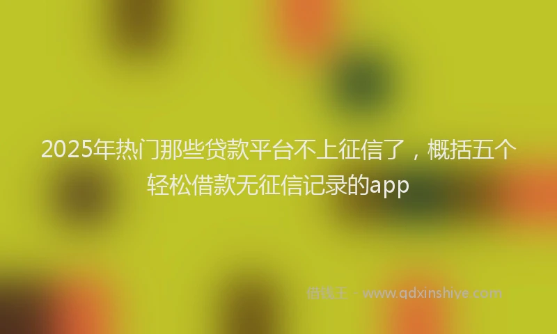 2025年热门那些贷款平台不上征信了，概括五个轻松借款无征信记录的app