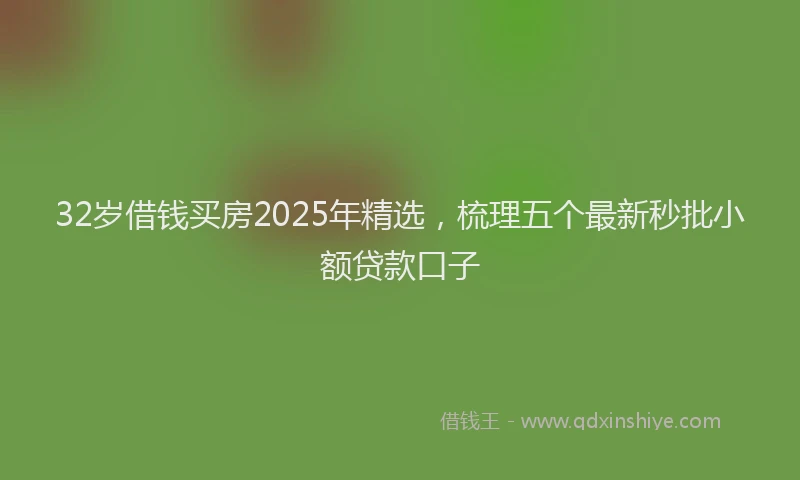 32岁借钱买房2025年精选，梳理五个最新秒批小额贷款口子