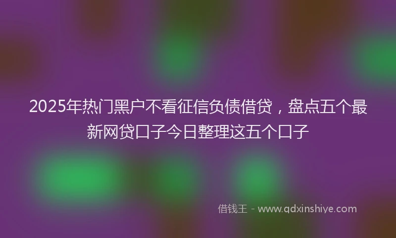 2025年热门黑户不看征信负债借贷，盘点五个最新网贷口子今日整理这五个口子
