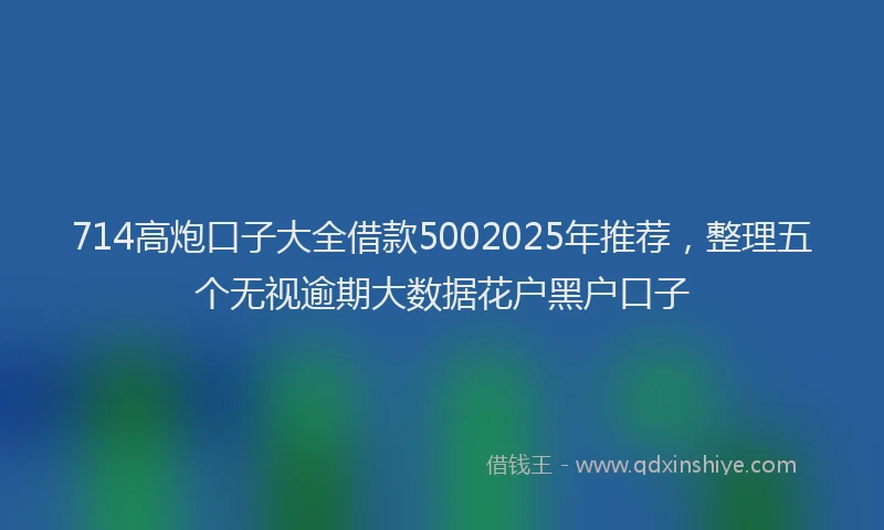 714高炮口子大全借款5002025年推荐，整理五个无视逾期大数据花户黑户口子