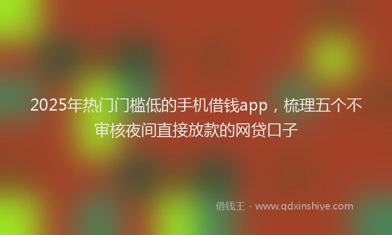 2025年热门门槛低的手机借钱app，梳理五个不审核夜间直接放款的网贷口子