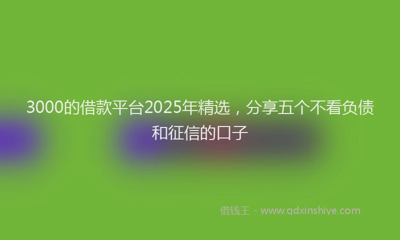 3000的借款平台2025年精选，分享五个不看负债和征信的口子