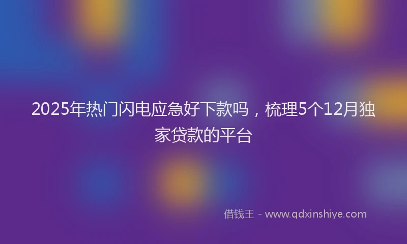 2025年热门闪电应急好下款吗，梳理5个12月独家贷款的平台