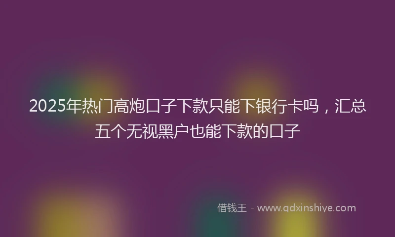 2025年热门高炮口子下款只能下银行卡吗，汇总五个无视黑户也能下款的口子