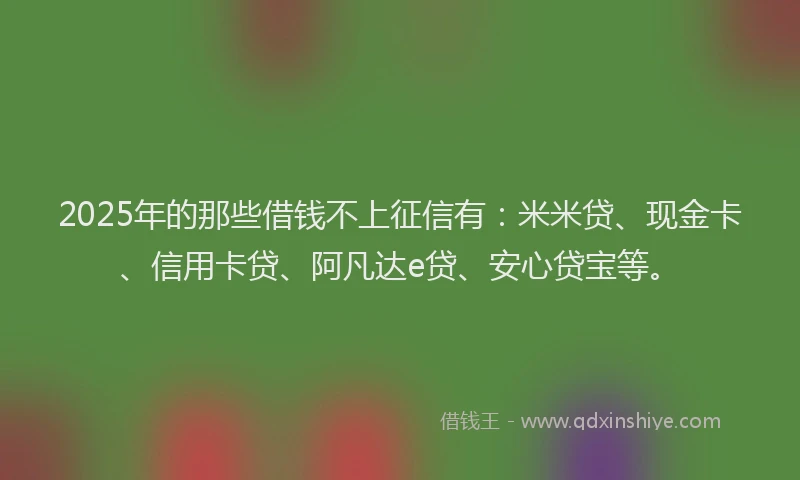 2025年的那些借钱不上征信有：米米贷、现金卡、信用卡贷、阿凡达e贷、安心贷宝等。