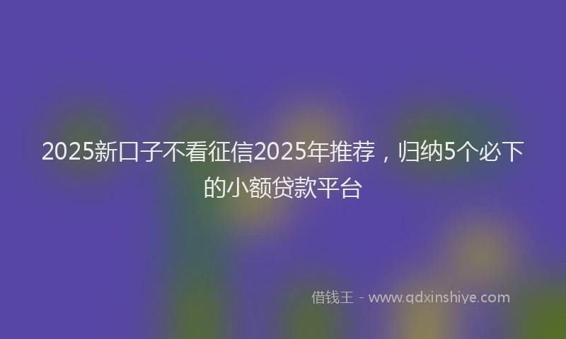 2025新口子不看征信2025年推荐,归纳5个必下的小额贷款平台