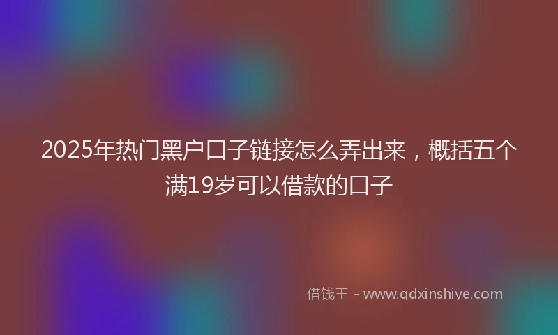 2025年热门黑户口子链接怎么弄出来，概括五个满19岁可以借款的口子