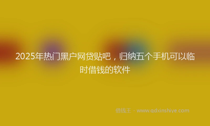 2025年热门黑户网贷贴吧，归纳五个手机可以临时借钱的软件