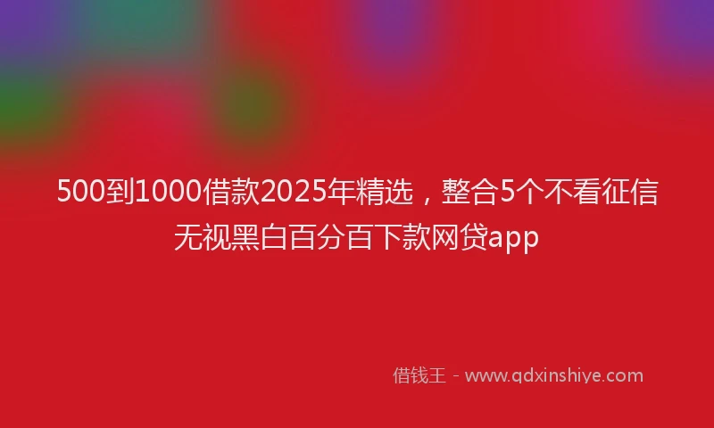 500到1000借款2025年精选，整合5个不看征信无视黑白百分百下款网贷app