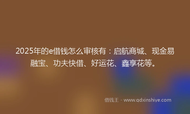 2025年的e借钱怎么审核有：启航商城、现金易融宝、功夫快借、好运花、鑫享花等。