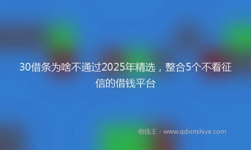 30借条为啥不通过2025年精选，整合5个不看征信的借钱平台