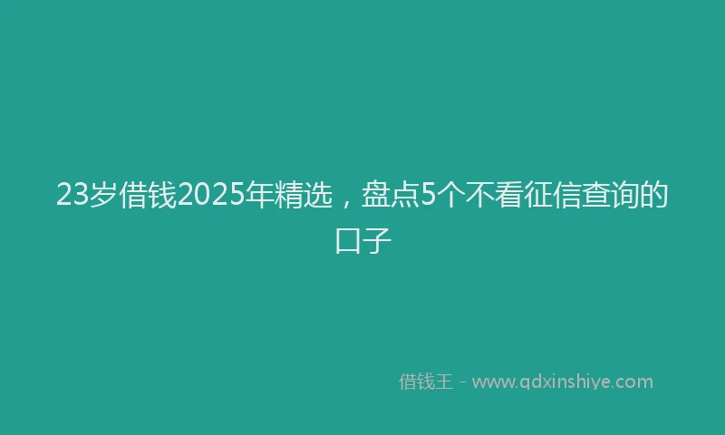 23岁借钱2025年精选，盘点5个不看征信查询的口子