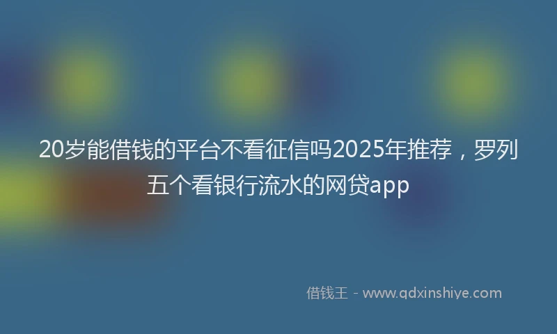 20岁能借钱的平台不看征信吗2025年推荐，罗列五个看银行流水的网贷app