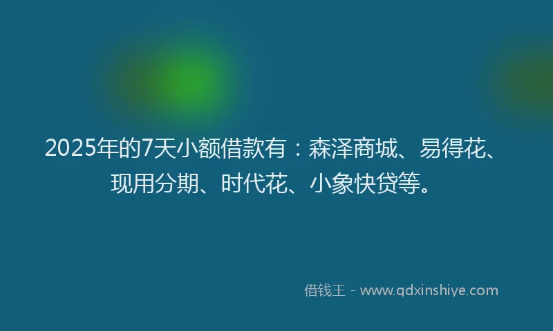 2025年的7天小额借款有：森泽商城、易得花、现用分期、时代花、小象快贷等。