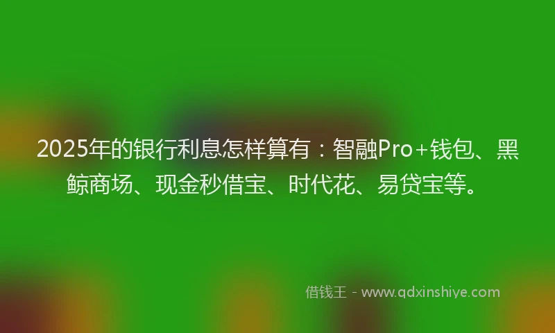 2025年的银行利息怎样算有：智融Pro+钱包、黑鲸商场、现金秒借宝、时代花、易贷宝等。