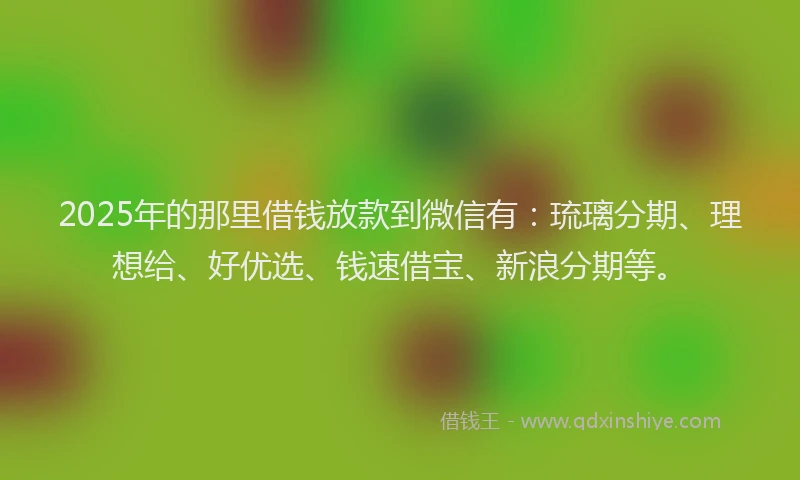 2025年的那里借钱放款到微信有：琉璃分期、理想给、好优选、钱速借宝、新浪分期等。