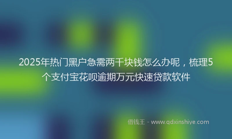 2025年热门黑户急需两千块钱怎么办呢，梳理5个支付宝花呗逾期万元快速贷款软件