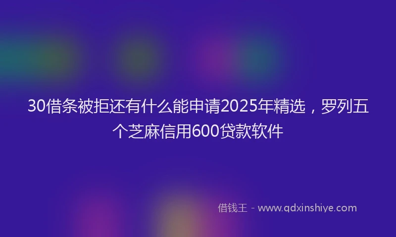 30借条被拒还有什么能申请2025年精选，罗列五个芝麻信用600贷款软件