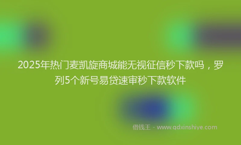 2025年热门麦凯旋商城能无视征信秒下款吗，罗列5个新号易贷速审秒下款软件