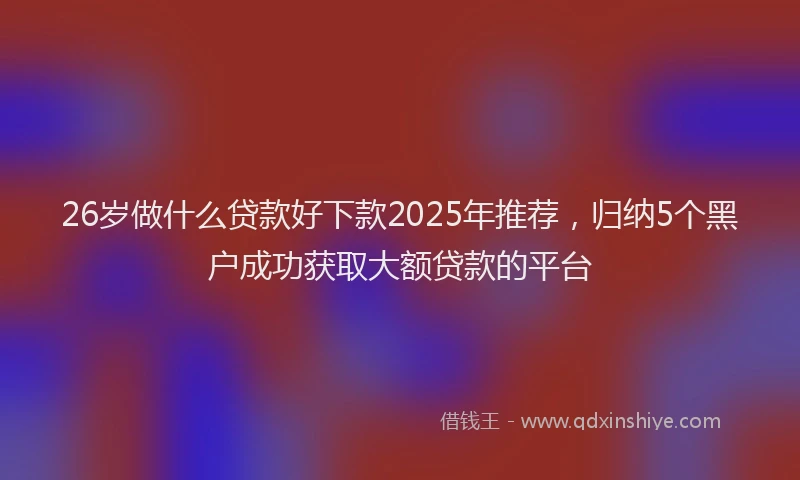26岁做什么贷款好下款2025年推荐，归纳5个黑户成功获取大额贷款的平台