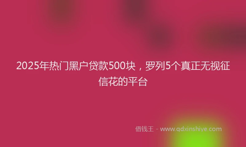 2025年热门黑户贷款500块，罗列5个真正无视征信花的平台