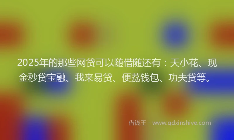 2025年的那些网贷可以随借随还有：天小花、现金秒贷宝融、我来易贷、便荔钱包、功夫贷等。