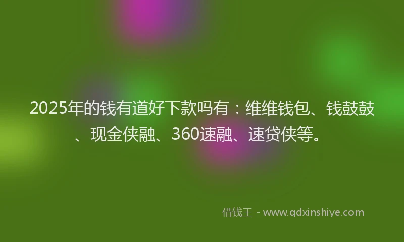 2025年的钱有道好下款吗有：维维钱包、钱鼓鼓、现金侠融、360速融、速贷侠等。
