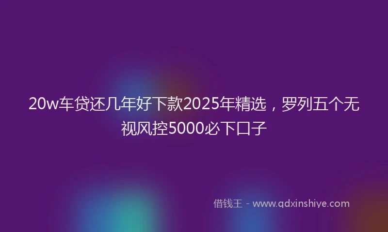 20w车贷还几年好下款2025年精选，罗列五个无视风控5000必下口子