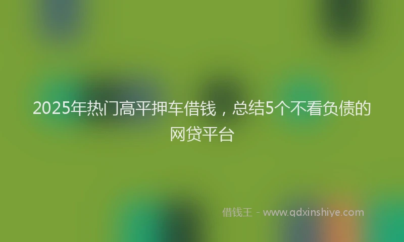 2025年热门高平押车借钱，总结5个不看负债的网贷平台