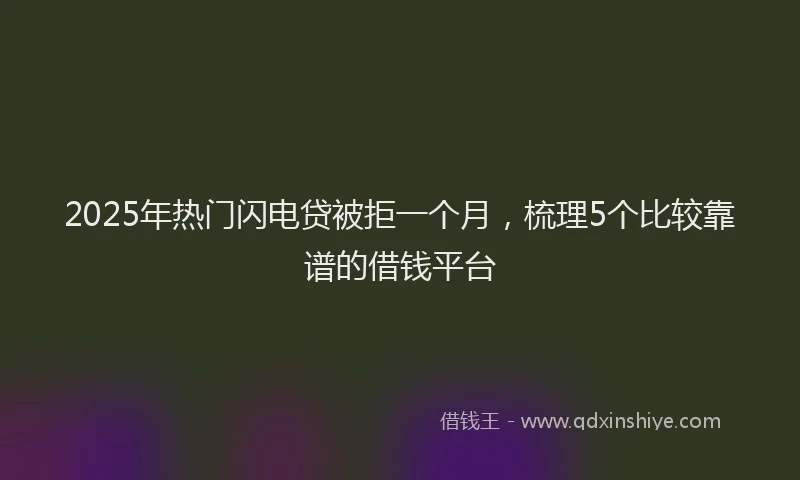 2025年热门闪电贷被拒一个月，梳理5个比较靠谱的借钱平台