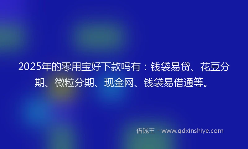 2025年的零用宝好下款吗有：钱袋易贷、花豆分期、微粒分期、现金网、钱袋易借通等。