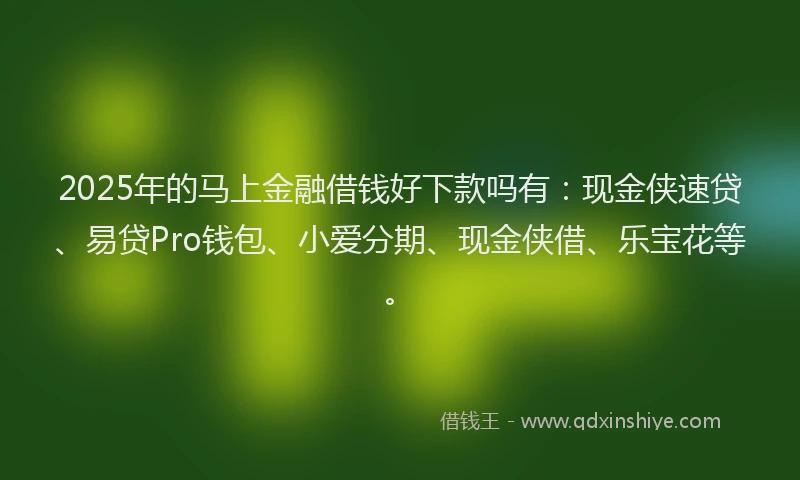 2025年的马上金融借钱好下款吗有：现金侠速贷、易贷Pro钱包、小爱分期、现金侠借、乐宝花等。