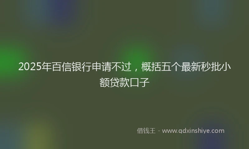 2025年百信银行申请不过，概括五个最新秒批小额贷款口子