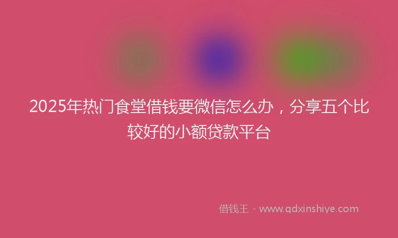 2025年热门食堂借钱要微信怎么办,分享五个比较好的小额贷款平台