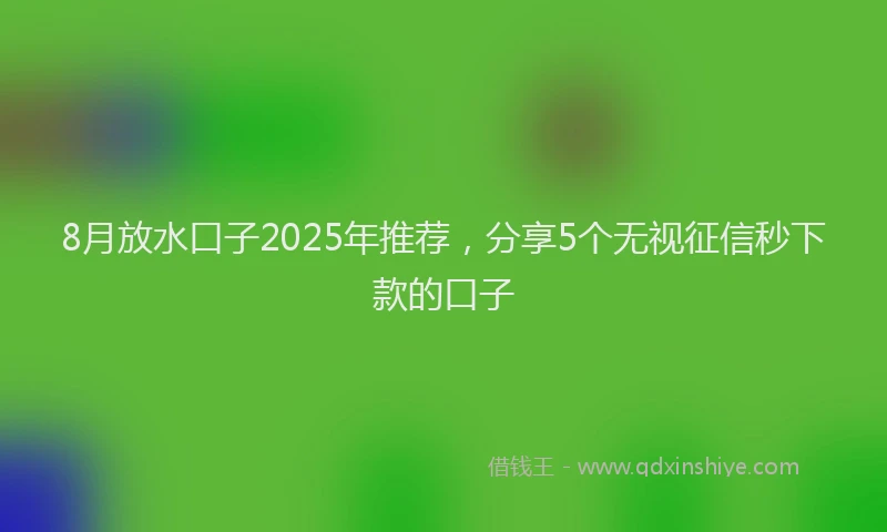 8月放水口子2025年推荐，分享5个无视征信秒下款的口子