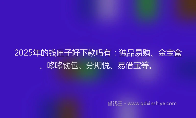 2025年的钱匣子好下款吗有：独品易购、金宝盒、哆哆钱包、分期悦、易借宝等。