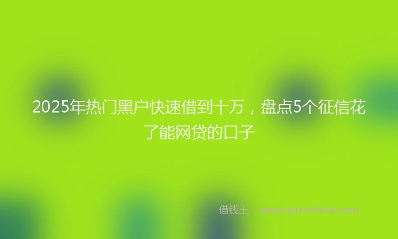 2025年热门黑户快速借到十万，盘点5个征信花了能网贷的口子