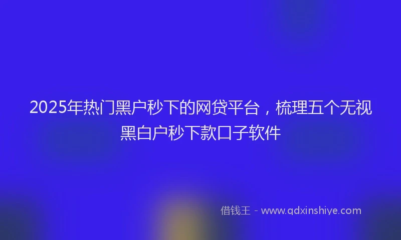 2025年热门黑户秒下的网贷平台，梳理五个无视黑白户秒下款口子软件