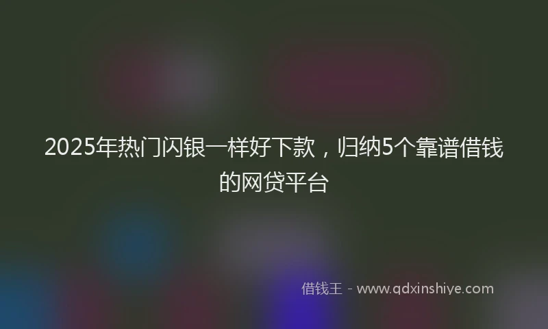 2025年热门闪银一样好下款,归纳5个靠谱借钱的网贷平台